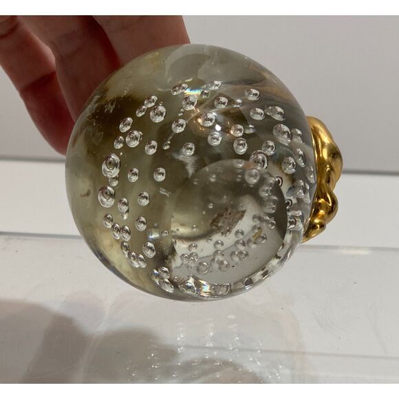 Crystal Glass Clear Controlled Bubbles Decor Paper Weight Apple - Picture 4 of 4